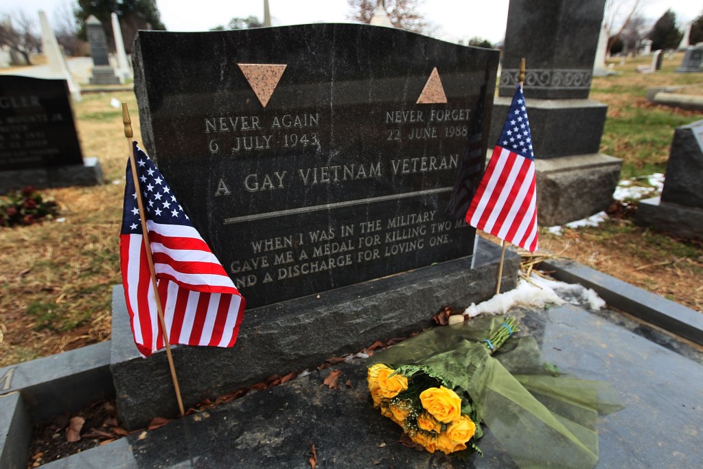 The gravesite of Sgt. Leonard Matlovich, at Congressional Cemetery. (Photo by Mark Wilson/Getty Images)