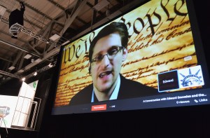 AUSTIN, TX - MARCH 10: NSA whistleblower Edward Snowden speaks via videoconference at the 'Virtual Conversation With Edward Snowden' at SXSW Music, Film + Interactive Festival(Getty Images for SXSW) 