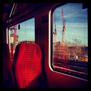 @kennisschan: Quite a nice day today ☀️ #newday #sunny #cold #train #window #scenery #sit #red #today