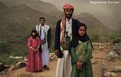 Whenever I saw him, I hid. I hated to see him," Tahani (in pink) recalls of the early days of her marriage to Majed, when she was 6 and he was 25. The young wife posed for this portrait with former classmate Ghada, also a child bride, outside their mountain home in Hajjah. 