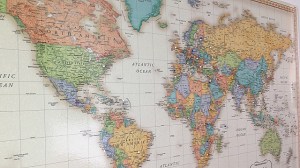 On the wall of Erin's office you can find a large world map with pins on countries she has visited over the years.